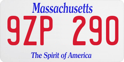 MA license plate 9ZP290