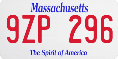 MA license plate 9ZP296
