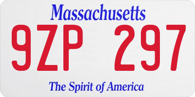 MA license plate 9ZP297