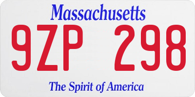 MA license plate 9ZP298