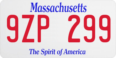 MA license plate 9ZP299