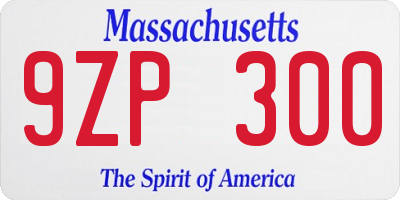 MA license plate 9ZP300