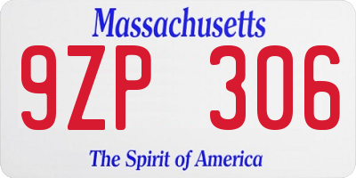 MA license plate 9ZP306