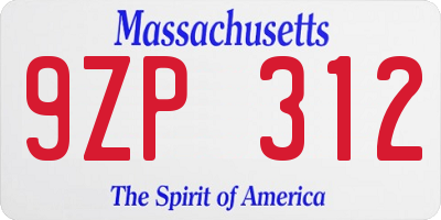 MA license plate 9ZP312