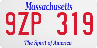 MA license plate 9ZP319