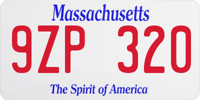 MA license plate 9ZP320