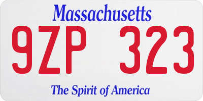 MA license plate 9ZP323