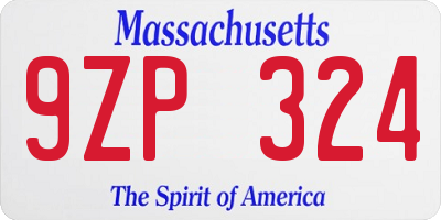 MA license plate 9ZP324