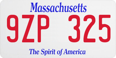 MA license plate 9ZP325