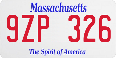 MA license plate 9ZP326