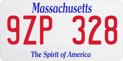 MA license plate 9ZP328