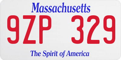 MA license plate 9ZP329