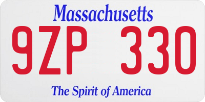 MA license plate 9ZP330
