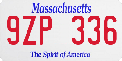 MA license plate 9ZP336