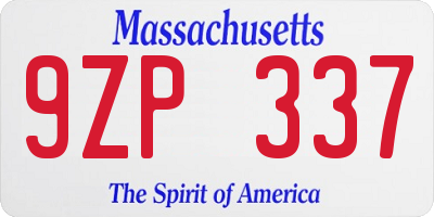 MA license plate 9ZP337