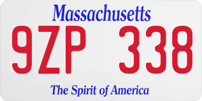 MA license plate 9ZP338