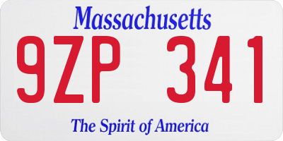 MA license plate 9ZP341