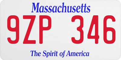 MA license plate 9ZP346