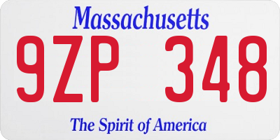 MA license plate 9ZP348