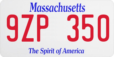 MA license plate 9ZP350