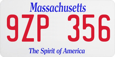 MA license plate 9ZP356