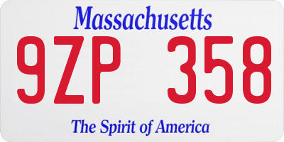 MA license plate 9ZP358