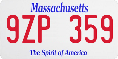 MA license plate 9ZP359