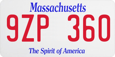 MA license plate 9ZP360