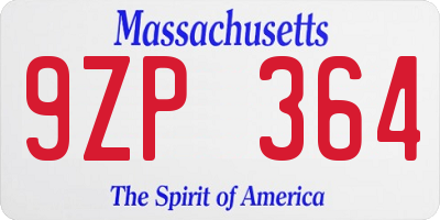 MA license plate 9ZP364