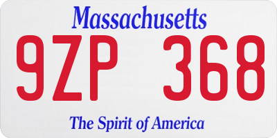 MA license plate 9ZP368