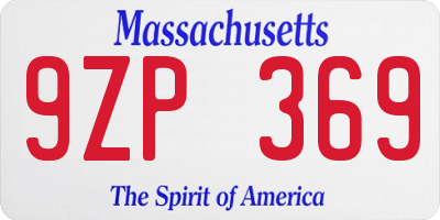 MA license plate 9ZP369