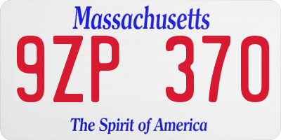 MA license plate 9ZP370