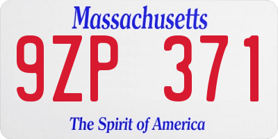 MA license plate 9ZP371