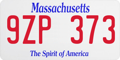 MA license plate 9ZP373