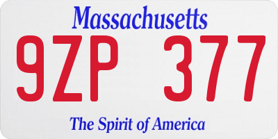 MA license plate 9ZP377