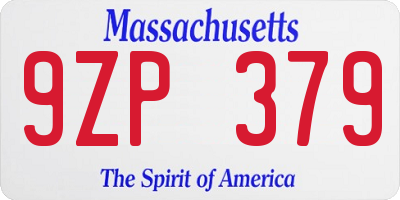 MA license plate 9ZP379
