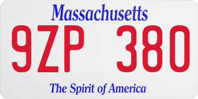 MA license plate 9ZP380