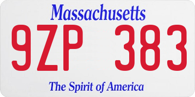 MA license plate 9ZP383