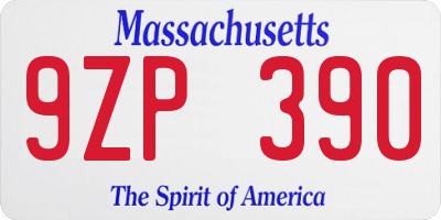 MA license plate 9ZP390