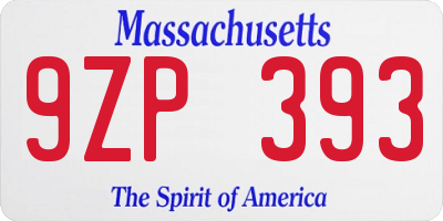 MA license plate 9ZP393