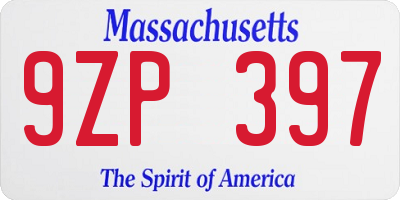 MA license plate 9ZP397