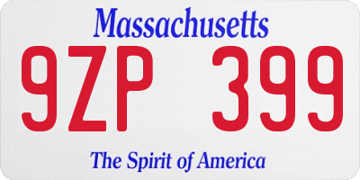 MA license plate 9ZP399