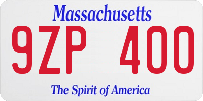 MA license plate 9ZP400