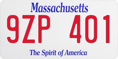 MA license plate 9ZP401