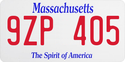 MA license plate 9ZP405