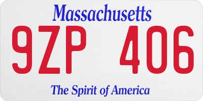 MA license plate 9ZP406