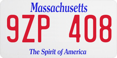 MA license plate 9ZP408