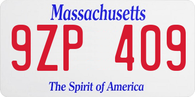 MA license plate 9ZP409