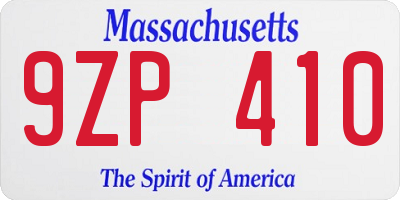 MA license plate 9ZP410