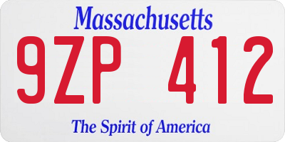 MA license plate 9ZP412